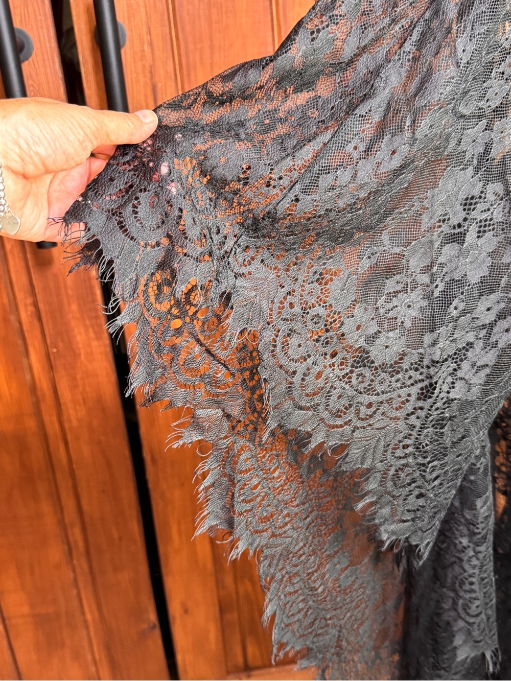 Long Lace Batwing See Through Robe - Picture 5 of 10